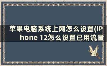 苹果电脑系统上网怎么设置(iPhone 12怎么设置已用流量)